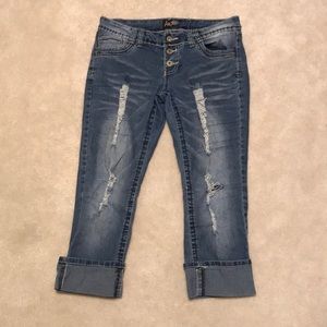 button-up high waisted distressed cuffed mom jeans